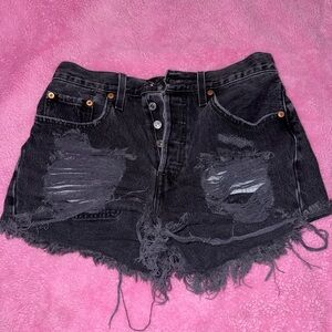 Levi's 501Distressed Black Jean Shorts